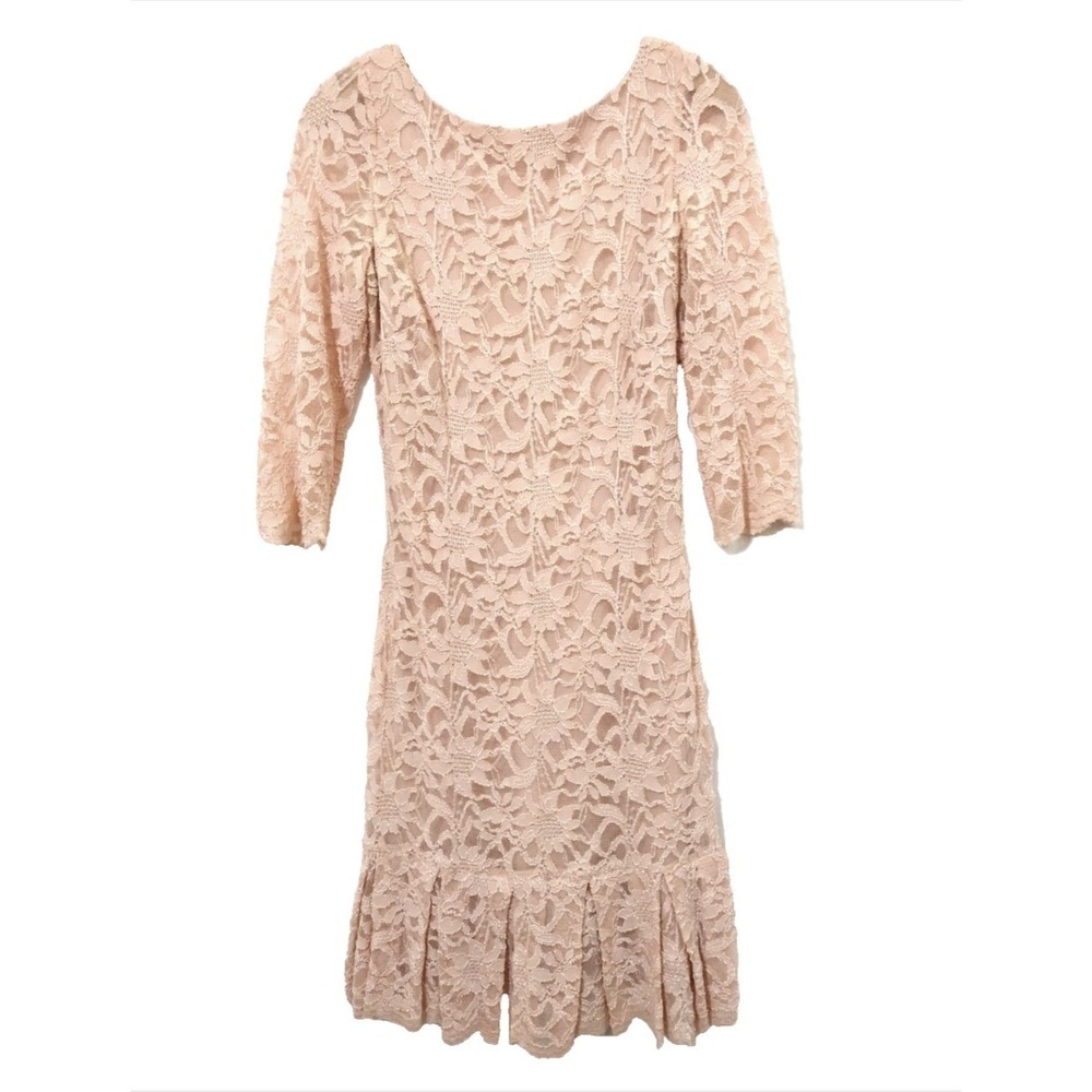 VTG 80s Blush Pink Calvin Klein floral lace dress Fairy Cottagecore Coquette 8